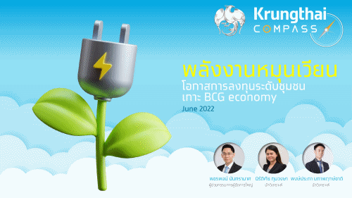 Krungthai COMPASS ชี้ โรงไฟฟ้าพลังงานหมุนเวียน โตรับ BCG economyและสร้างโอกาสแก่ชุมชน